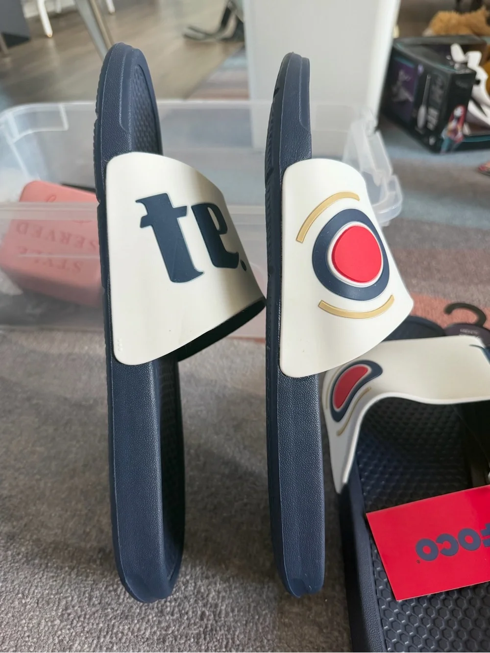 Men’s Miller Lite Logo Strap Navy Slide Sandals Soft Underside